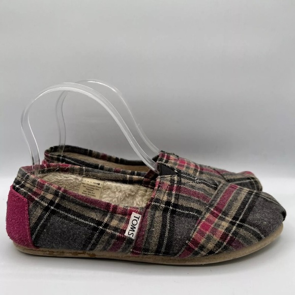 Toms Alpargata Women’s 7 Wool Blend Faux Fur Lined Plaid Slip On - Picture 1 of 8